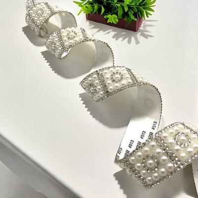 Fita de Strass com Pérolas Artificiais 1 Metro Tira Decorativa Autoadesiva Tira Decorativa Elegante Branca com Pérolas Artificiais para Roupas Sapatos Celular Artesanato DIY