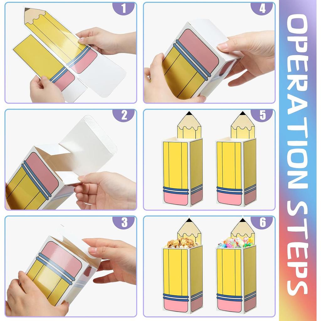 12/24PCS Back To School Pencil Candy Boxes Graduation Season Candy Box Birthday Party Favors Welcome Back To School