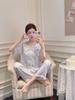 1011 New Pajamas Women's Summer Ice Silk Short-sleeved Trousers Set Unique and Beautiful Korean Girl Loungewear