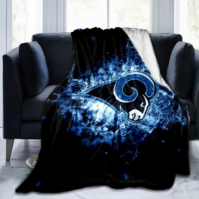 Rams Team Spirit Printed Throws Blanket Soft Flannel Blankets for Couch Bed Gifts for Men Women Picnic Blanket Christmas Gifts