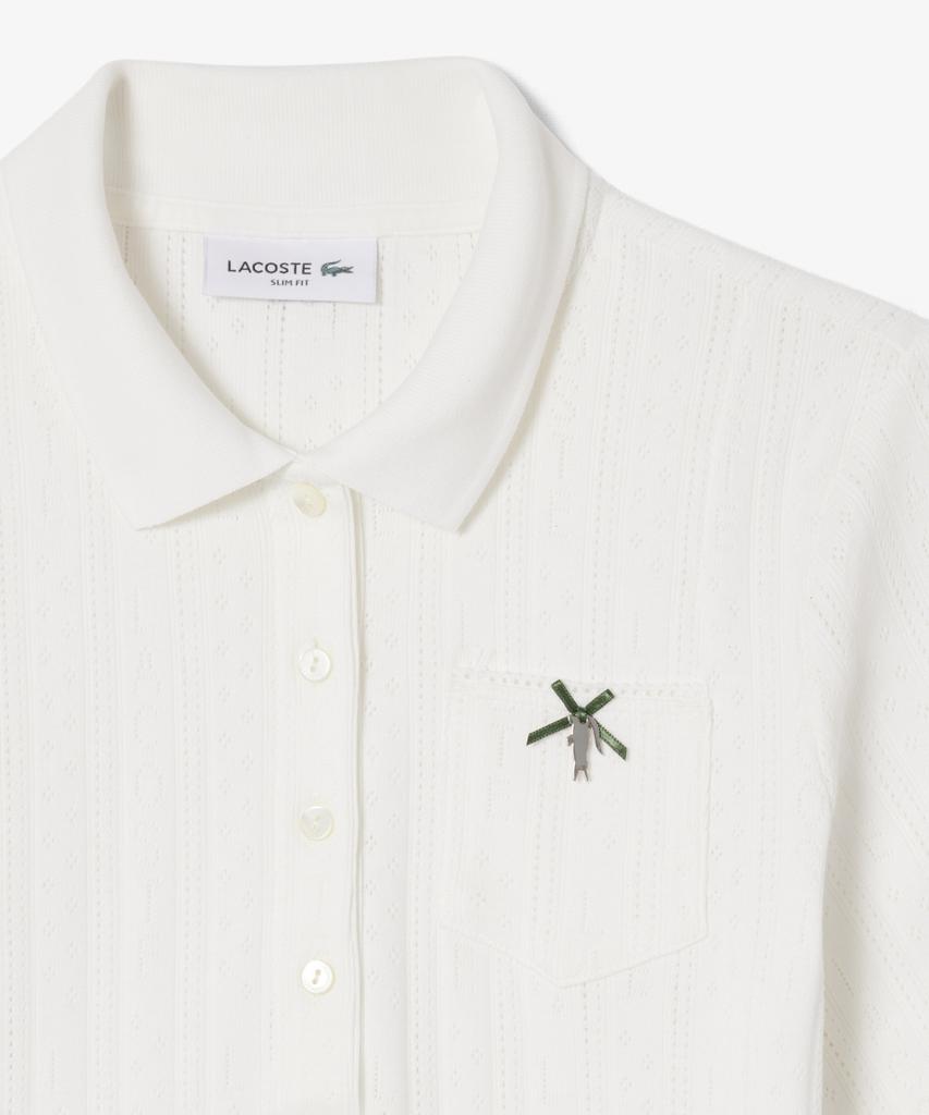 LACOSTE Women'S Pointel Ribbon Croc Polo Shirt Df5296-56G 70V
