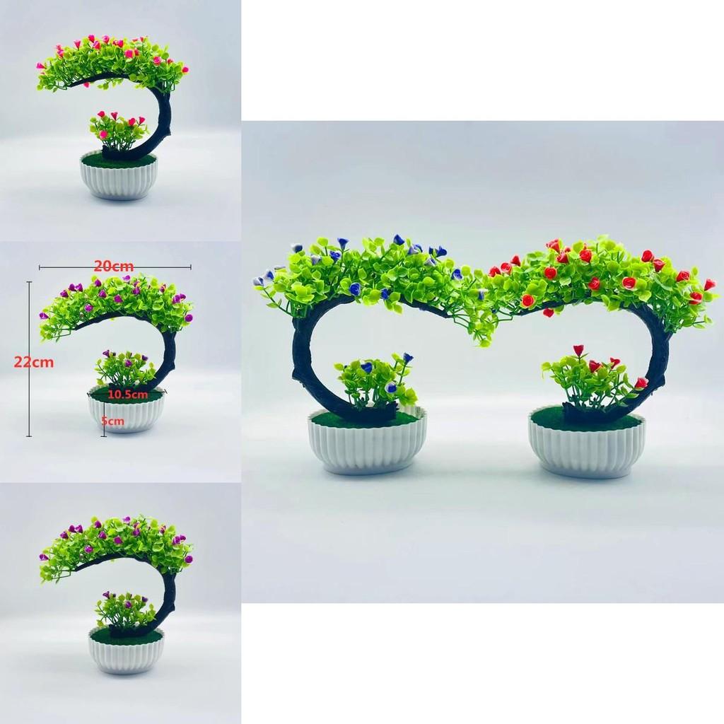 Faux Rose Bonsai With Solid Plastic Construction For Home Office Or Event Decor