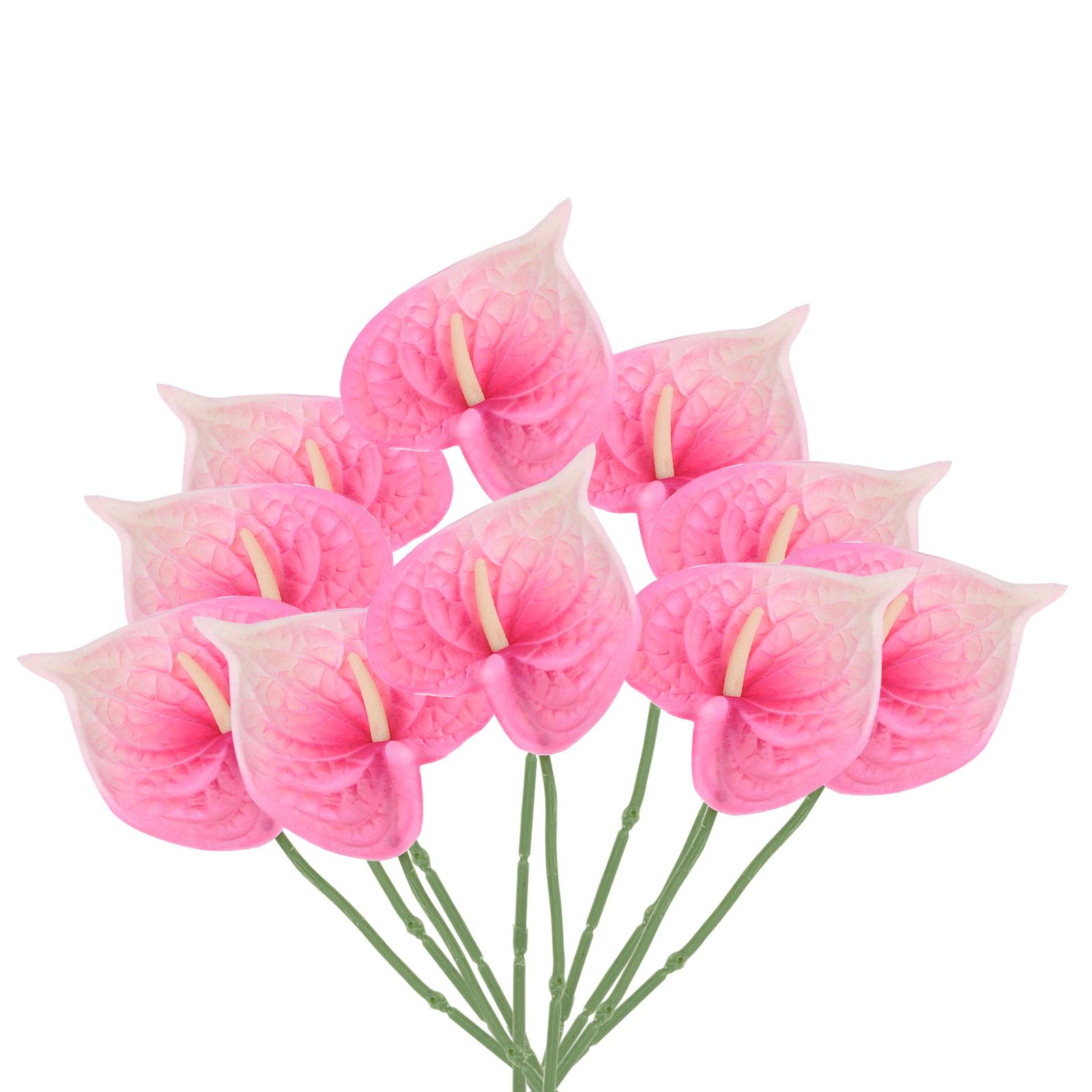 

13 Штучні квіти лілії антуріум, 10 штук Перманентні квіти Квіткові композиції Букет для домашнього декору Весілля нареченої світло-рожевий колір