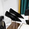 Mode Damen 1cm Niedrige Absätze Arbeit flache Schuhe Damen Lackleder Spitze Niedrige Absätze Dame Prägnant Büro Täglich zum Hineinschlüpfen Flache Schuhe