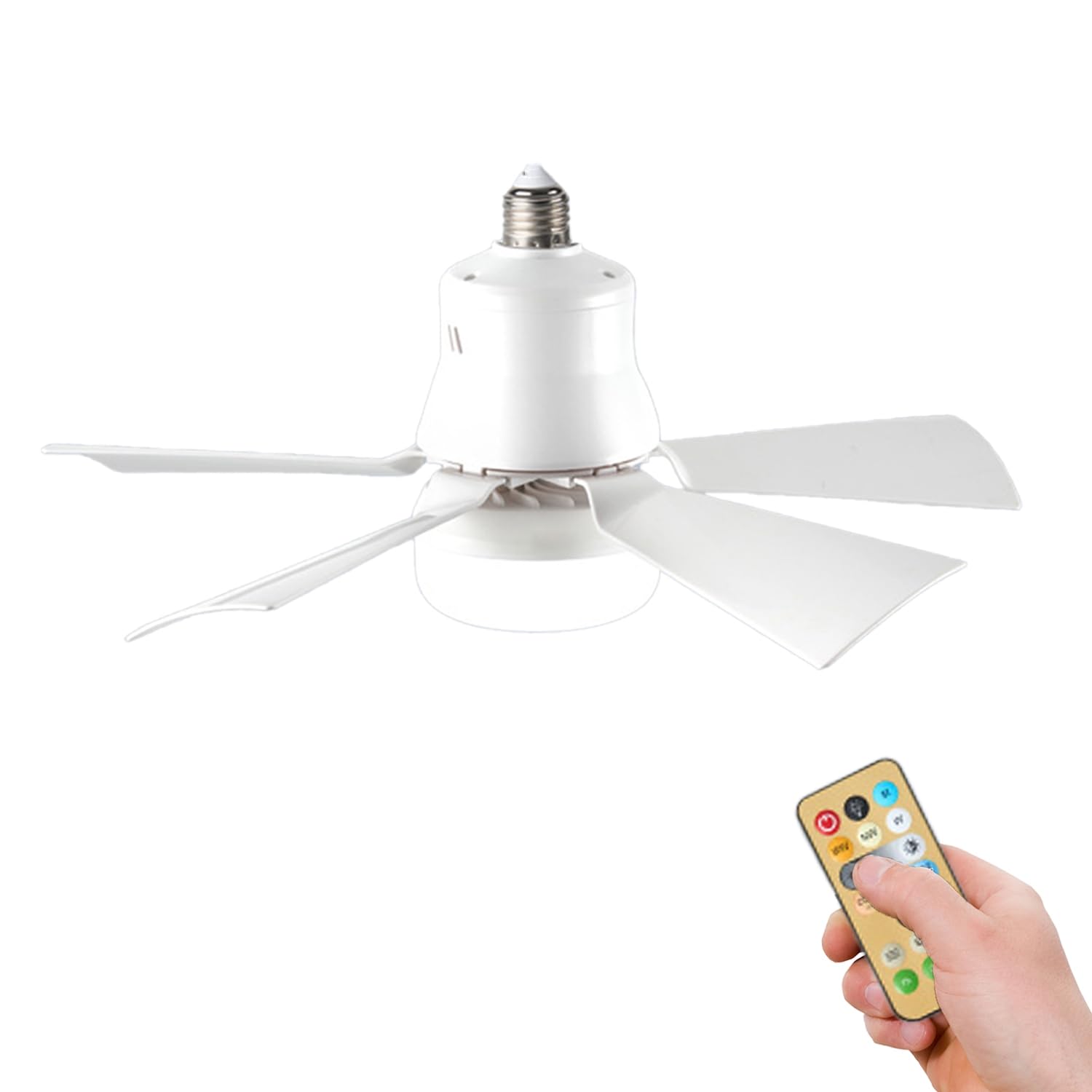 

30W E27 Base Ceiling Lamp Three Speeds Adjustable Detachable Square 5 Blades Fan Light with Remote White