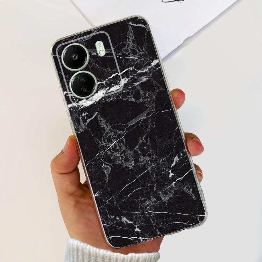 For Xiaomi POCO C65 Case Transparent Silicone Soft TPU Phone Cover For Xiaomi Mi Poco C65 Protective Bumper PocoC65 Flower Funda