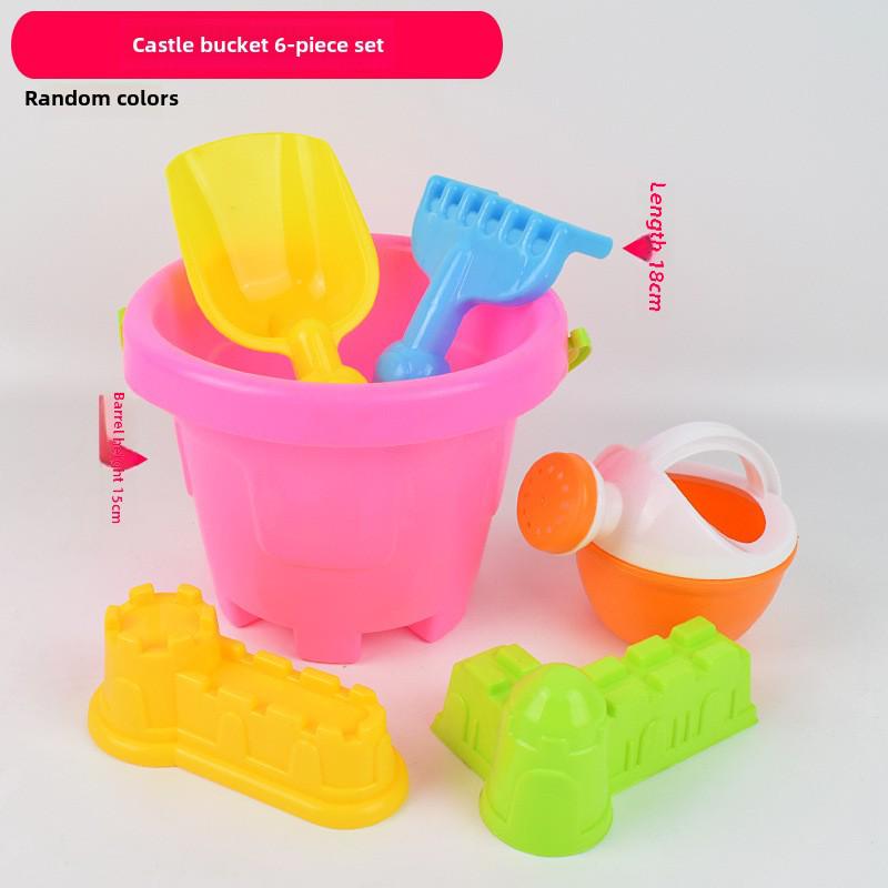 Strandspielzeug-Set für Kinder: Sandwerkzeuge, Sanduhr, Spielzeugauto und Eimer