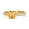 Citrine Double Pave Band Design Ring - 925 Sterling Silver Gold Vermeil