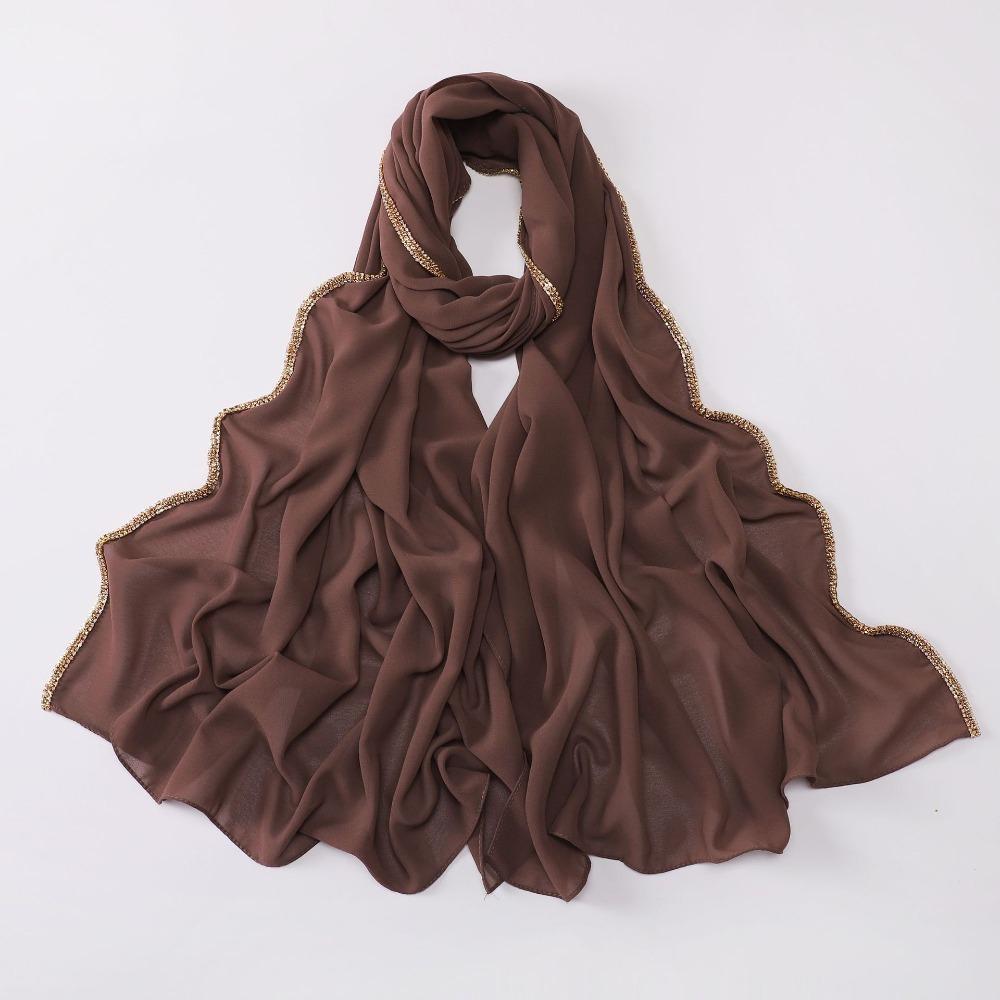 Vielseitiger Eleganter Seidenschal Strahlendes Langes Sonnenschutz-Schal Diamantrand-Design Weiches Ramadan-Kopftuch Damen Kopfbedeckung