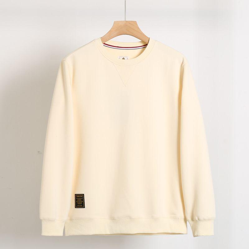 Japanese-Style Air Cotton Casual Sweatshirt for Men, Round Neck Pullover, Autumn Long-Sleeve T-Shirt, Unisex Style Top, Base Layer Jacket
