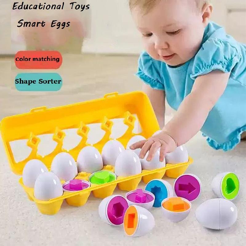 Montessori Chytrá vejce Hračka Dětské přiřazovací puzzle Hry Třídič tvarů Vzdělávací učební hračky Pro děti 2 3R Děti Velikonoční dárek