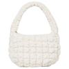 Quilted Design Top Zipper Closure Polyester Cloud Bag Mini Women Shoulder Bags Off-White 0973537053