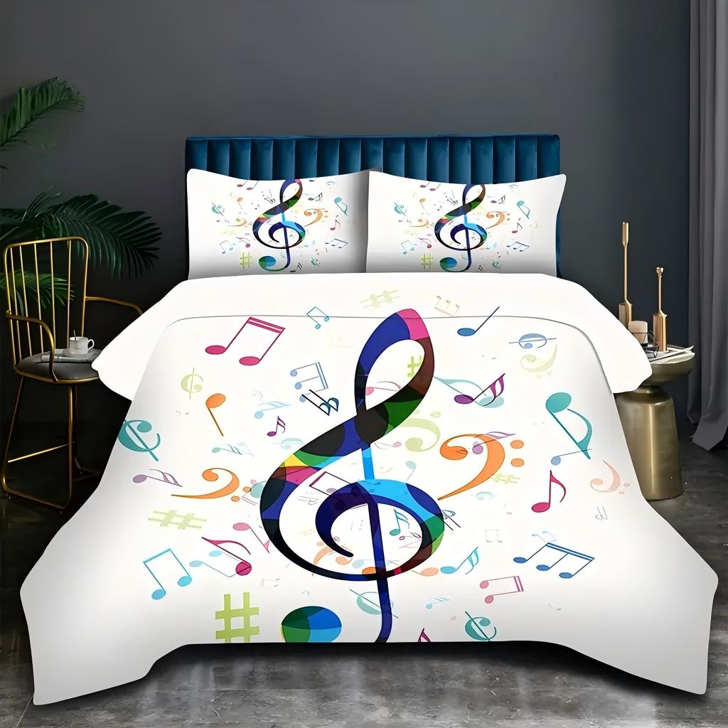 Rainbow Notes Pattern 3D Printed Duvet Cover Set Abstract Art Colorful Style Quilt cover set Soft Comfortable Luxury Bedding Set