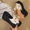 Fashion Women Wedges New Summer Slip on Fashion Bow Designer Slippers Thick Sole Non-Slip Outdoor Casual Open Toe Sandals Slides Women