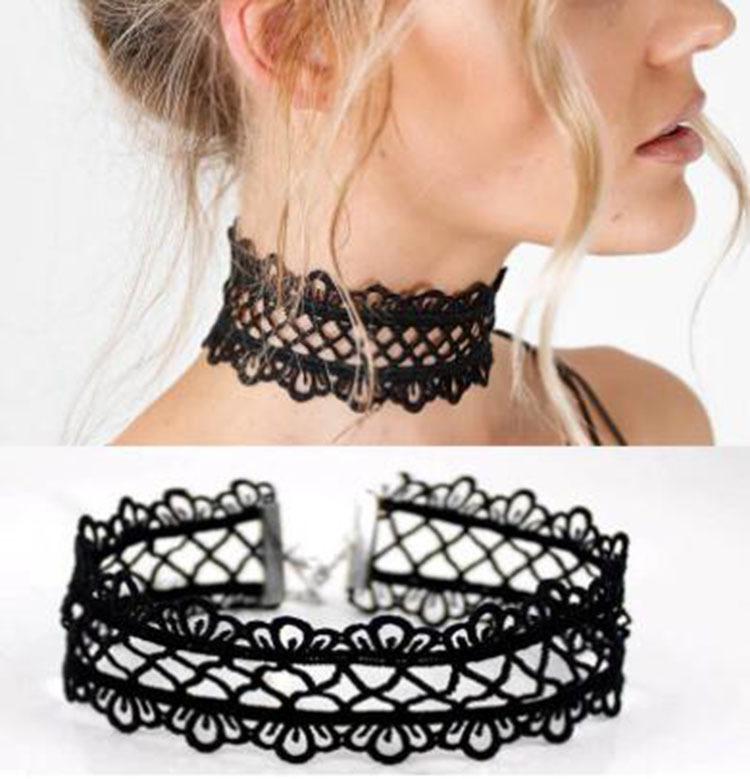 European And American Gothic Lace Collarbone Chain Women's Choker Simple Black Punk Accessory Collar