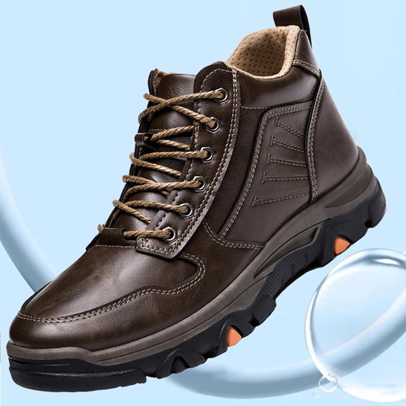 Spring and Autumn Outdoor Work Shoes Men's Sports Hiking PU Plus Cotton Warm Men's Shoes