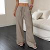 Pantaloni Larghi a Vita Media da Donna Pantaloni a Vestibilità Ampia Casual con Coulisse Intrecciati Estivi Lunghi per l'Uso Quotidiano