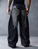 European and American street wing printed jeans men's straight loose high street washed denim trousers men
