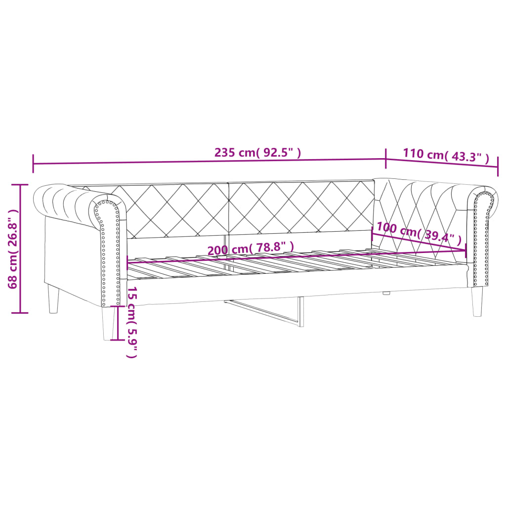 Vidaxl Sofa Z Funkcją Spania, Czarna, 100X200 Cm, Obita Sztuczną Skórą