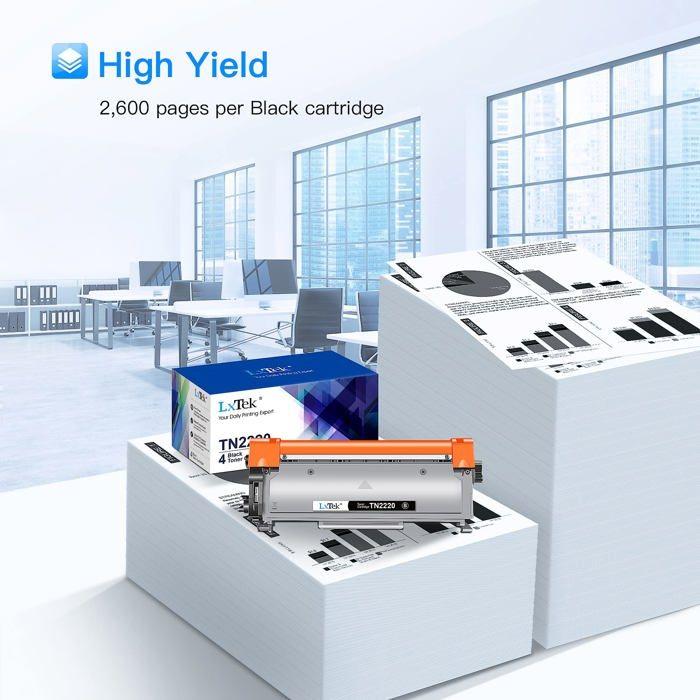 Toner - LXTEK - TN2220 - 4 cartouches - 2600 pages - Compatible avec Brother