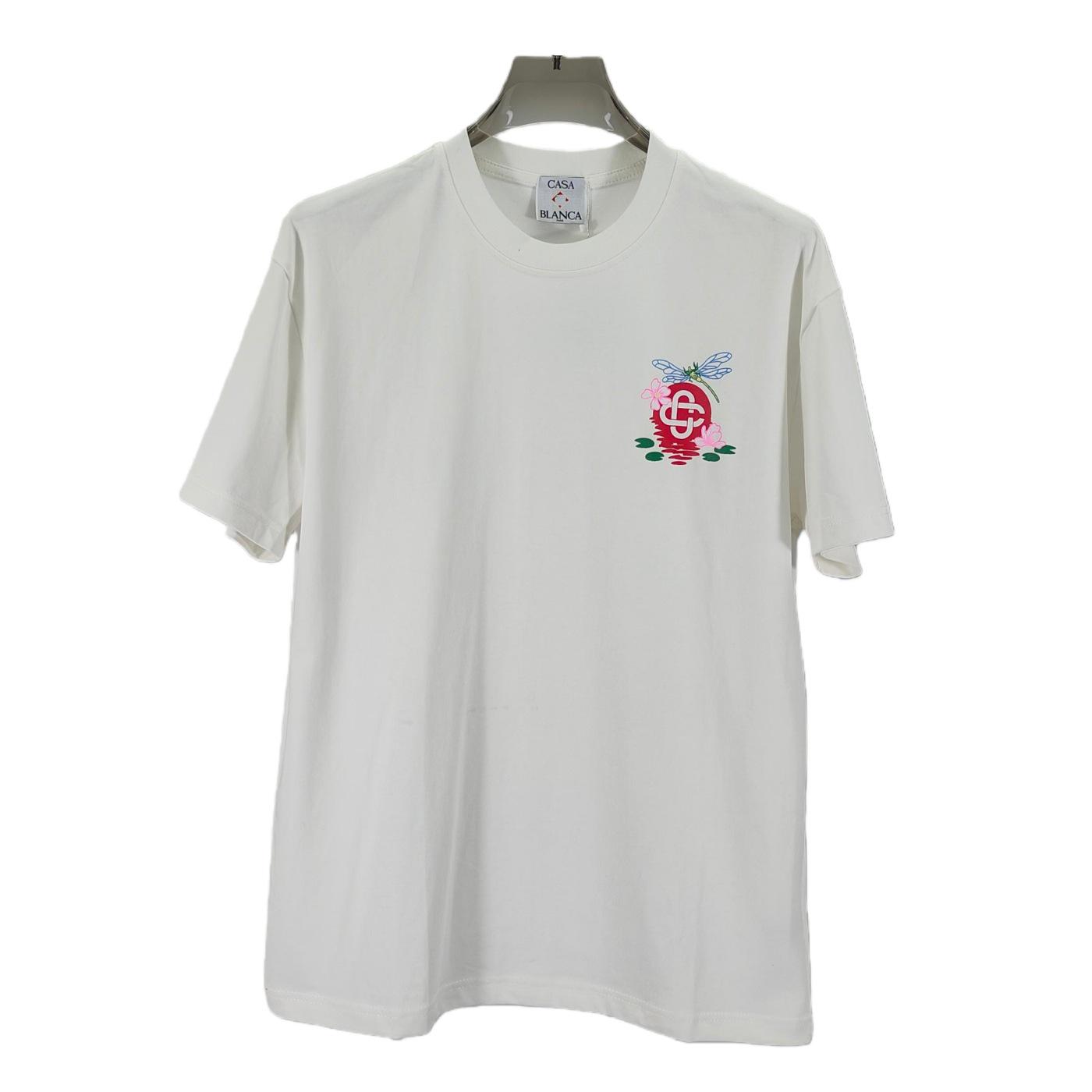 Casa Fashion Unisex Dragonfly Print Round Neck T-shirt Large белый