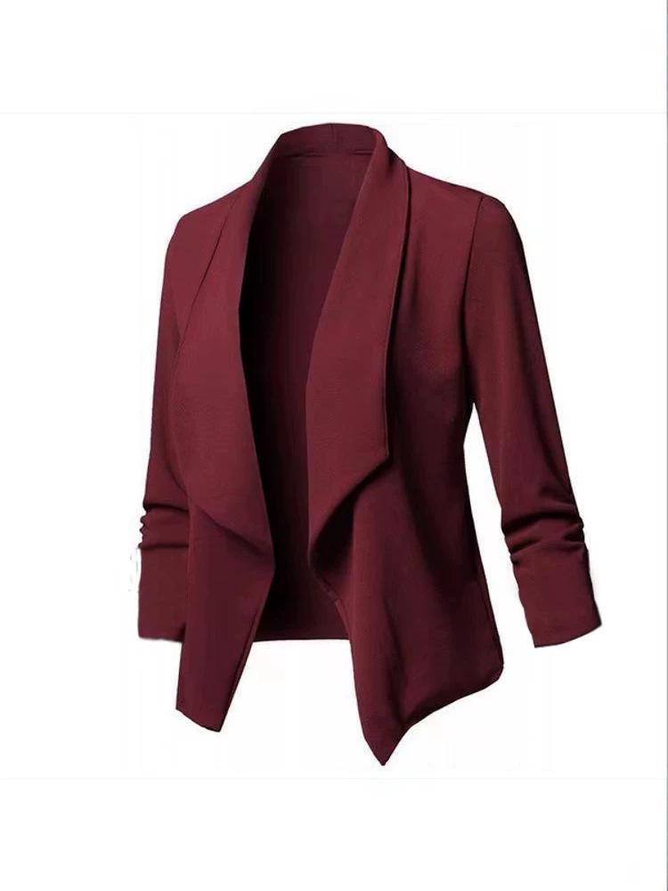 New Arrival Slim Fit Long Sleeve Solid Color Versatile Collar Lapel Blazer