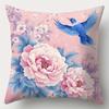 Pink Peony Blue Bird Pillow Covers, Chinese Floral Art Decorative Throw Pillow Cases, Chinoiserie Home Decor Cushion Covers