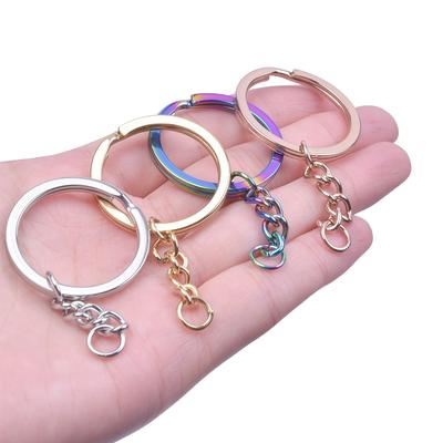 100% Aço Inoxidável Acessórios para Chaveiro Anéis de Chaveiro DIY Cor Arco-írisPrataDourada Chaveiros Para Suprimentos de Fabricação de Joias Chaveiro