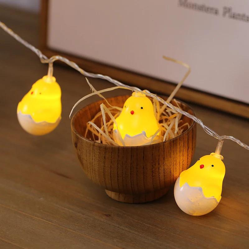 LED Easter String Lights - Crackle Egg, Painted Egg, Baby Chick, Rabbit & Carrot Decorations