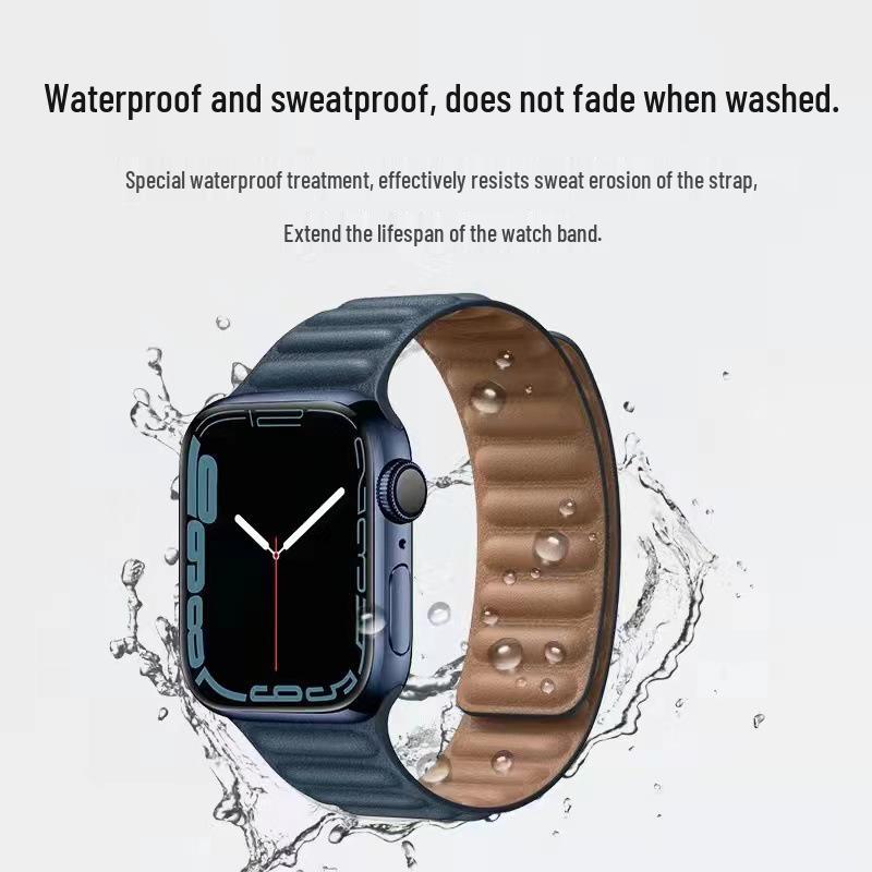 Dvoubarevný magnetický kožený řemínek na zápěstí Apple Watch pro Series SE/765432