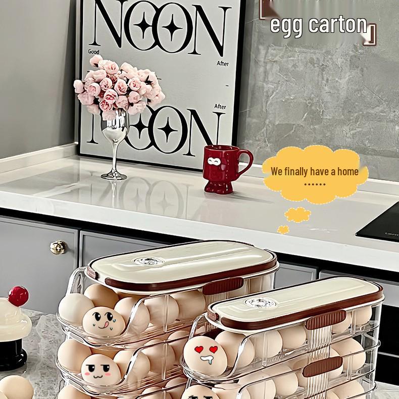 Multi-layer Egg Storage Box with Handle for Refrigerator Door