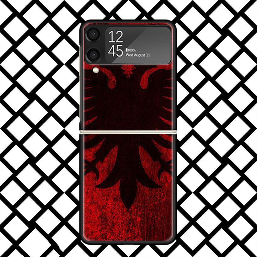 Albania Flag Phone Case For Samsung Z Flip 7 6 5 4 3 Galaxy ZFLIP7 ZFlip6 5G Flip5 Flip4 Flip3 5g Black Hard Cover