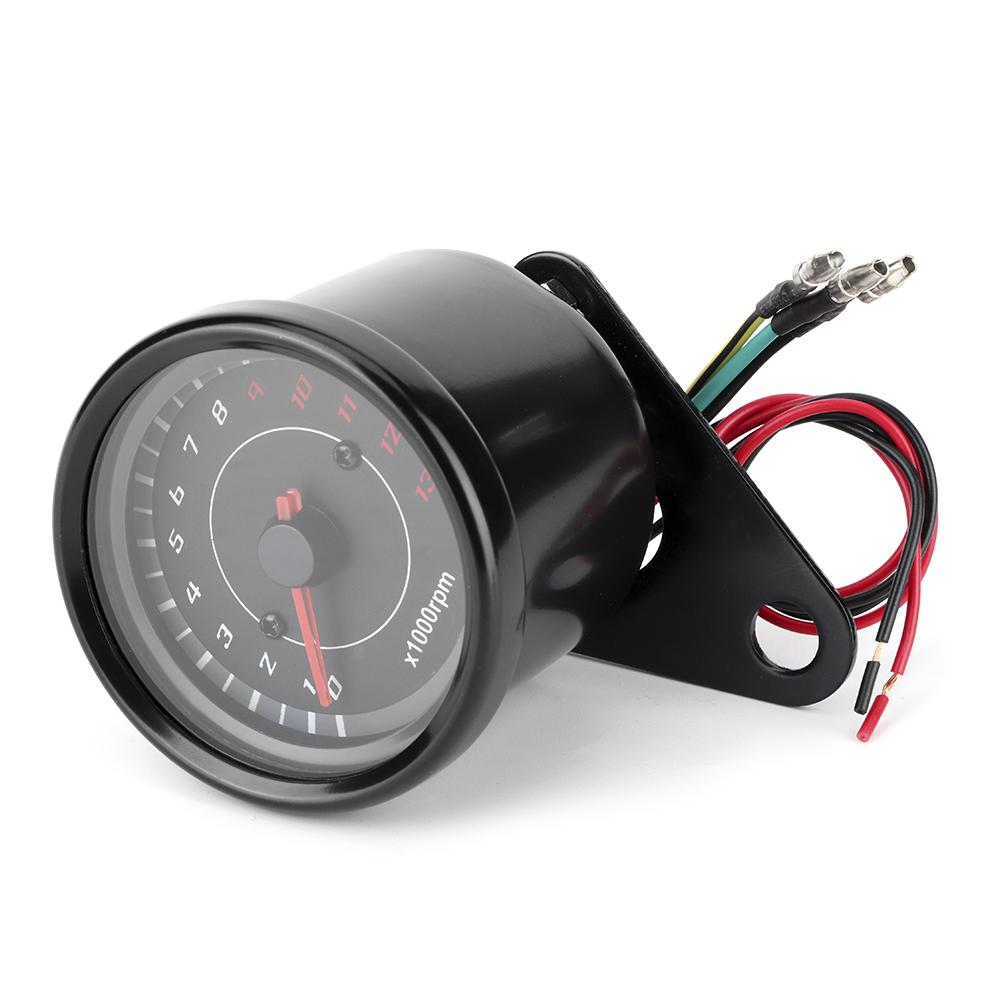 Universal 12V Vintage Motorcycle Tachometer Gauge LED Backlight Auto Accessory Black