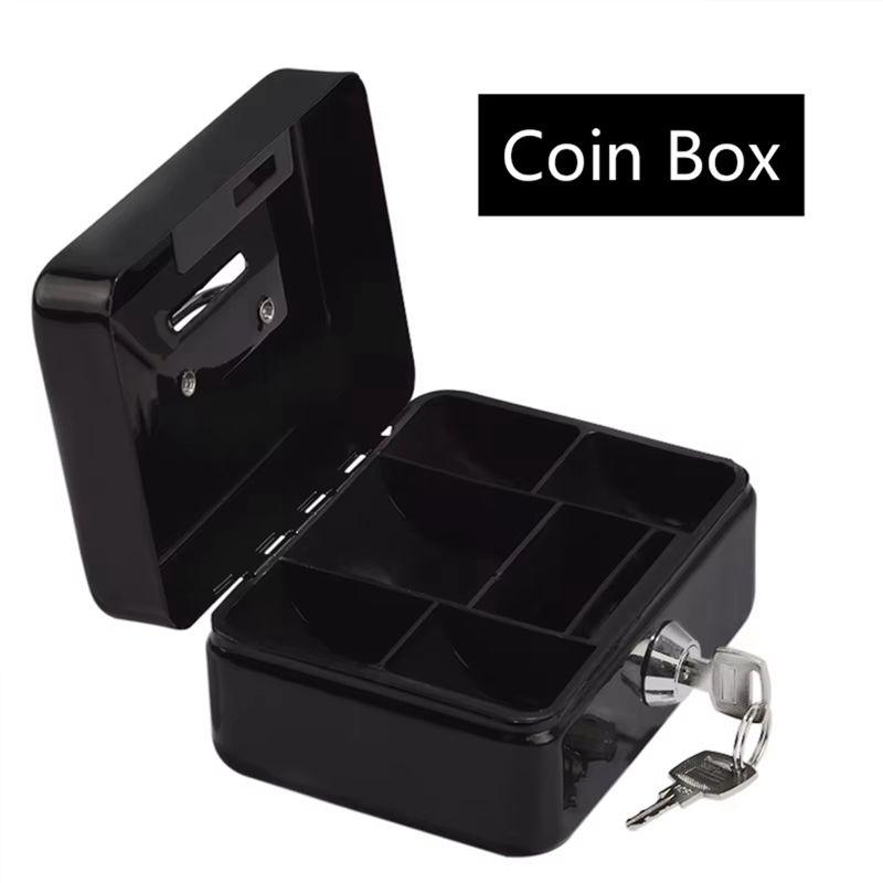 ABIY Mini Safe Cash Box Lock Box Metal Security Box With Key Sturdy For Coin Bank Money Bank Portable For Coin Collection