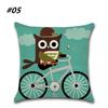 Cartoon Owl Pattern Printed Throw Pillow Case Home Livingroom Pillow Cover (the Pillow Inner Is Not Included)