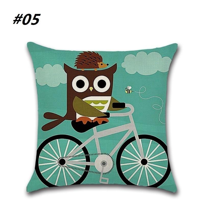 Cartoon Owl Pattern Printed Throw Pillow Case Home Livingroom Pillow Cover (the Pillow Inner Is Not Included)