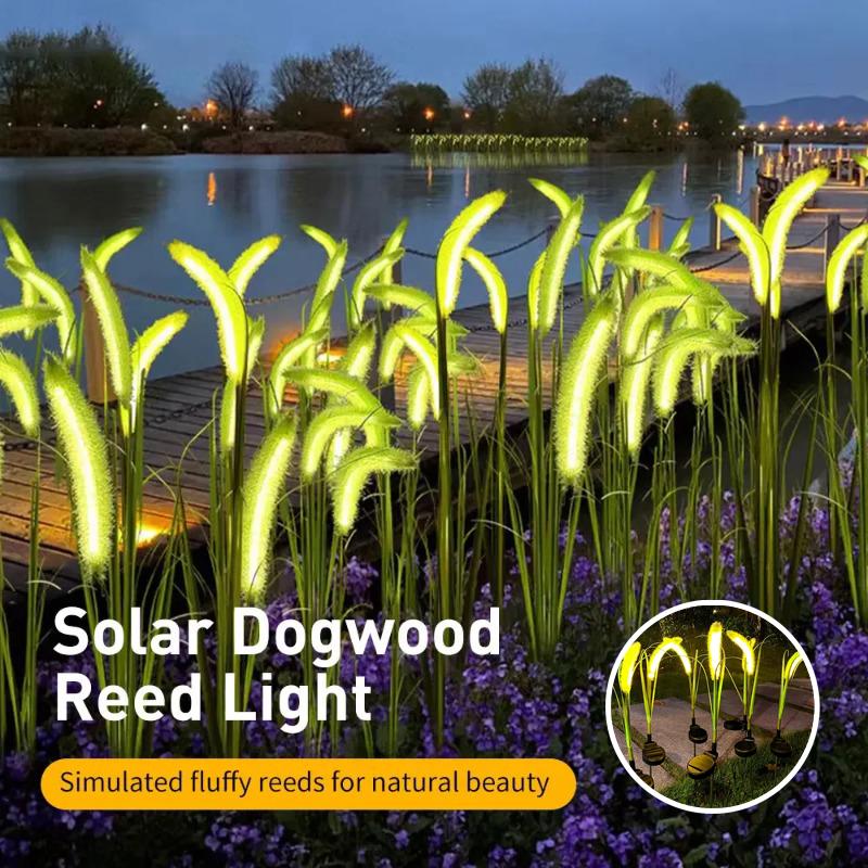 2026 New Solar LED Light Outdoor Street Garden Light Waterproof  Dog Tail Grass Fiber Optic Ground Plug Light for Country House Christmas Decorations