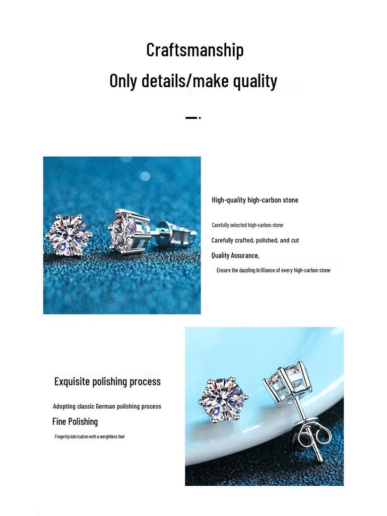 Elegant Six-Prong Moissanite Stud Earrings - 1.5 Carat Total