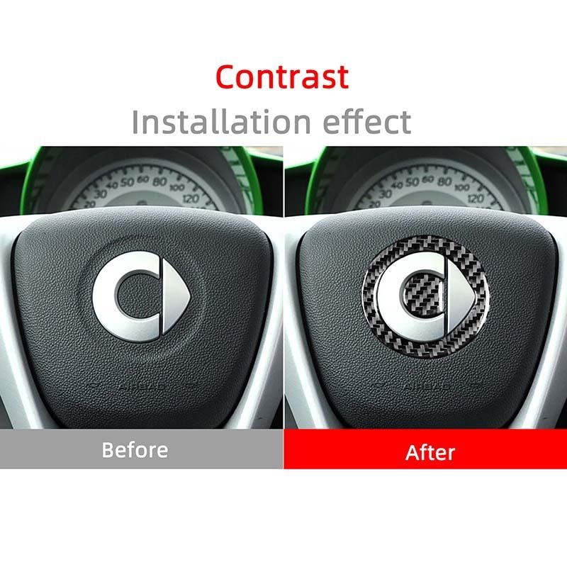 Kohlefaser-Lenkrad Dekorative Aufkleber Autoaufkleber Für Mercedes Smart 451 Fortwo Brabus451 Innenraum Zubehör