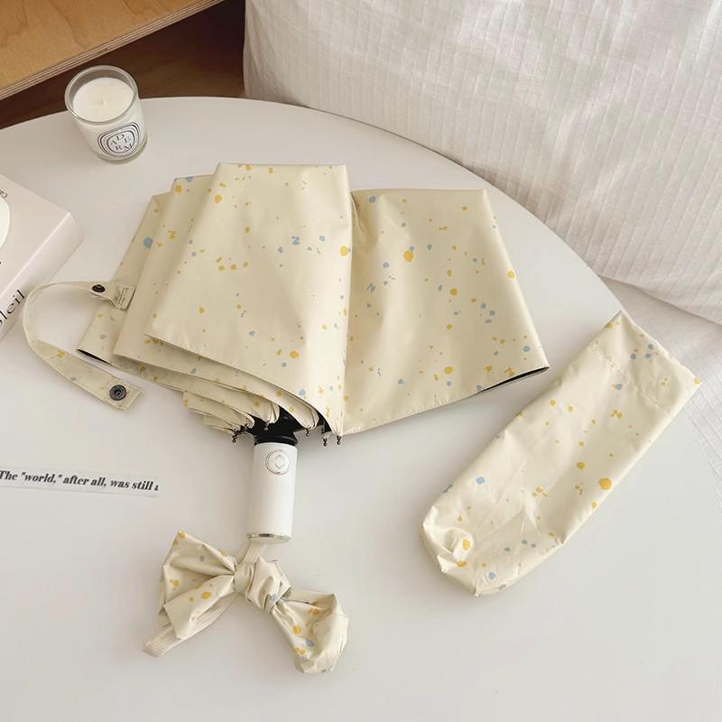 High-Value Yellow Ink Splash Automatic Sun & Rain Umbrella for Women - UV Protection Parasol