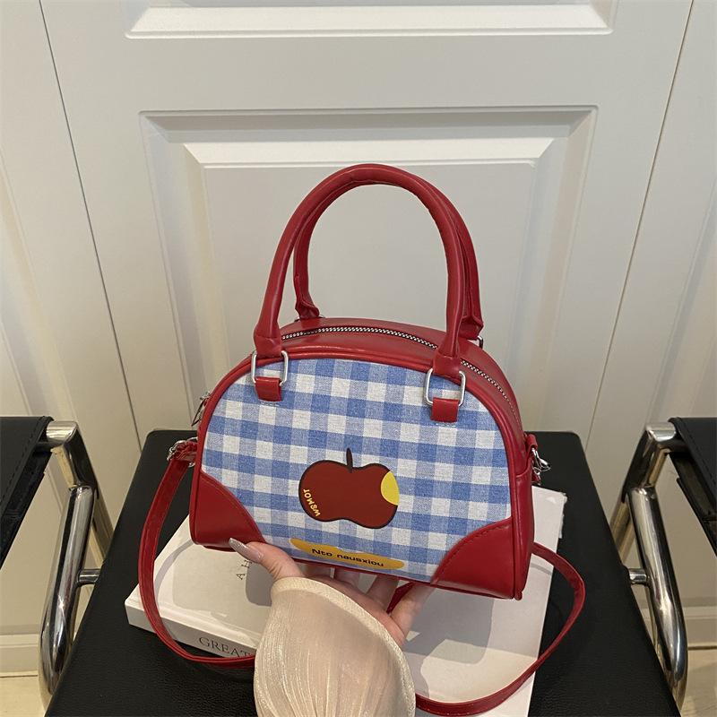 

Fresh and cute portable plaid bag women s autumn new trendy fashion college style backpack diagonal span bag