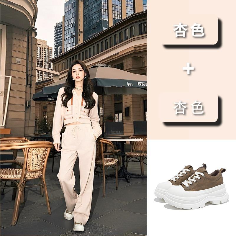 Foam sole little white shoes women's new muffin baseplate shoes genuine leather women's shoes tide