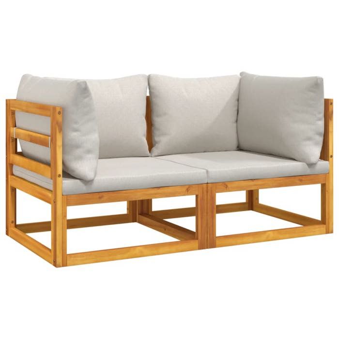 VidaXL Canapés d'Angle Sectionnels avec Coussins 2pcs, Sièges avec Dossier, Meubles de Jardin Terrasse Patio, Gris Clair 360008