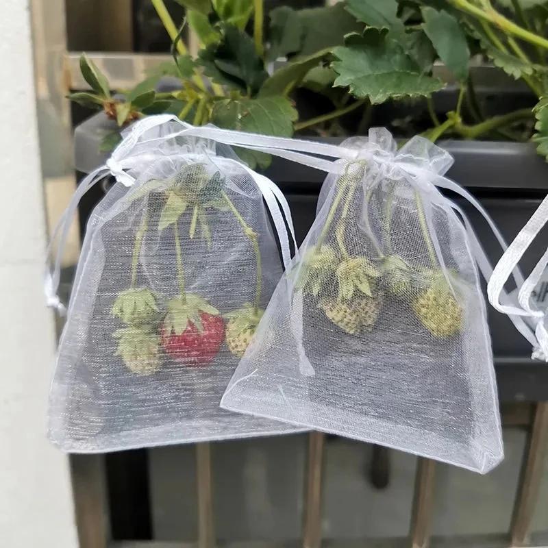 100Pcs Mesh Garden Bag Net,Vegetable Grapes Fruit Protection Grow Bag,Drawstring Net Mesh Against Insect
