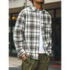 American Retro Flannel Brushed Loose Plaid Shirt Men's Spring and Autumn Jacket Foreign Trade Men's Casual Plaid Shirt