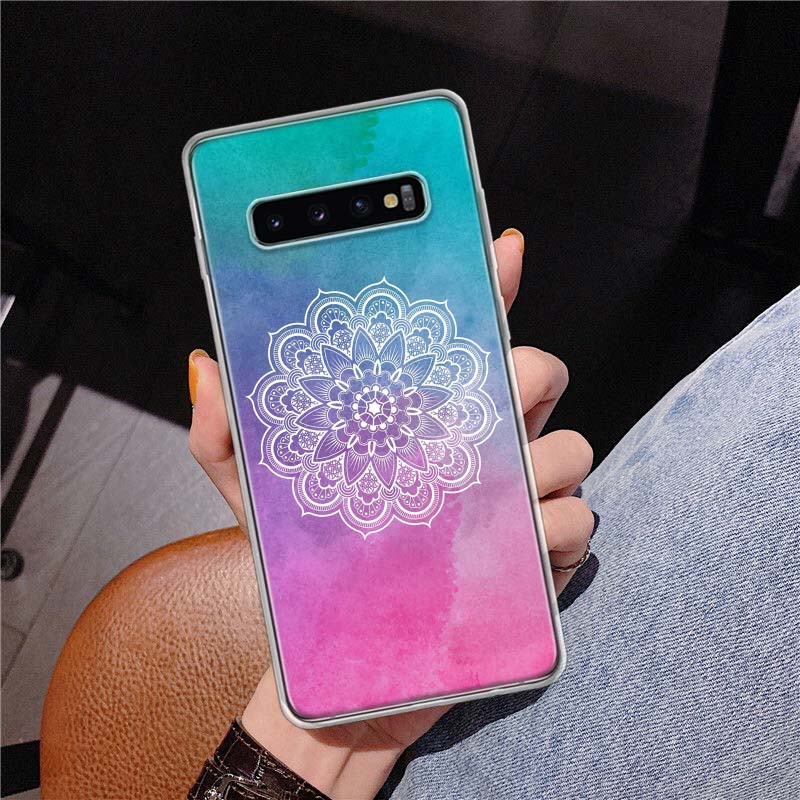 

Чехол для телефона Totem Mandala Colorful Flower Cover для Samsung Galaxy S10 Plus S20 FE S21 S22 Ultra S10E S9 S8 + S7 Edge J4 Samsung S22 Ultra
