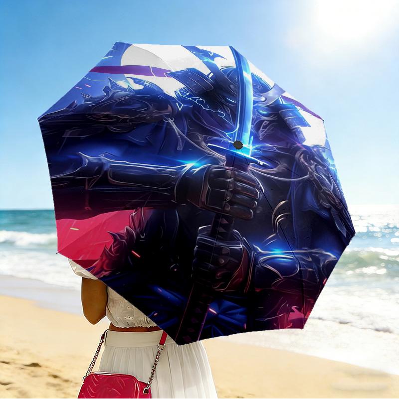 Warrior 8 Ribs 3Fold Black Glue Uv Protection Umbrella Sun Protection Rainproof Compact Folding Umbrella For Travel Daily Use C9241234