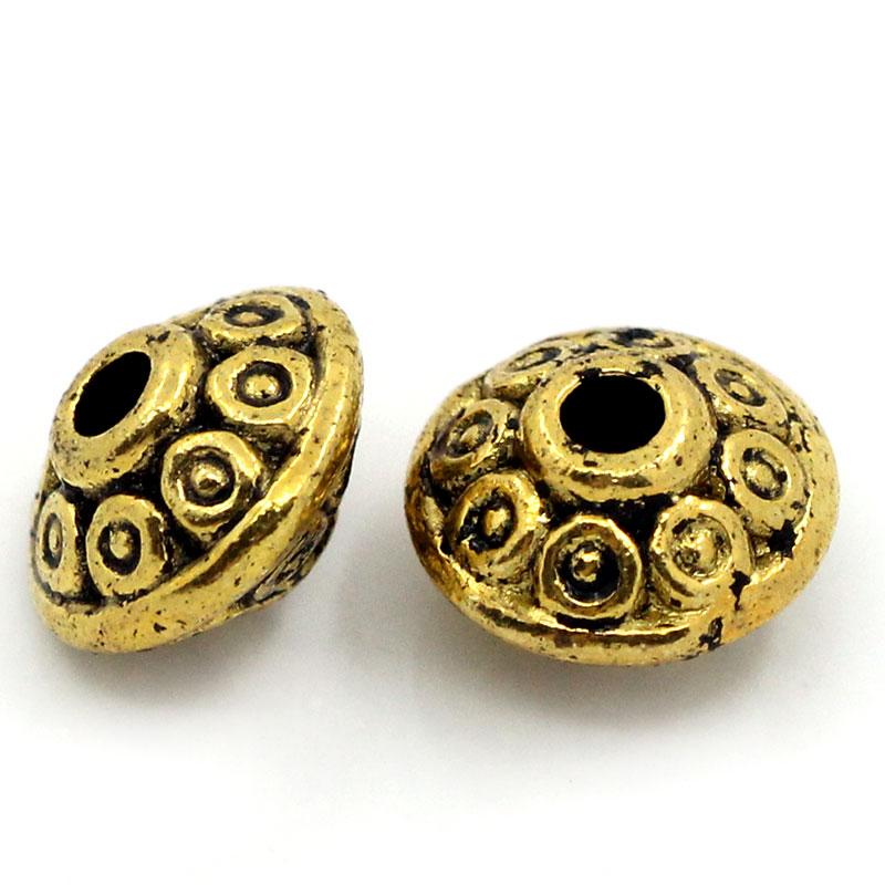 30/70/100/200pc Vintage Loose Spacer Bead Bicone Flying Saucer Dot Carved Antique Bronze Color Metal Beads DIY Necklace Jewelry