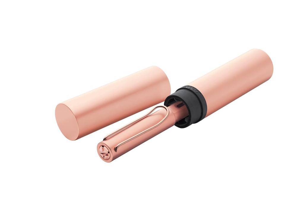 LAMY Lx Rosegold Fountain Pen Elegant Aluminum Body with Palladium Stainless Steel Clip Steel Extra Fine Includes LAMY T10 Blue Ink Cartridge -