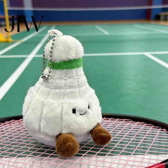 Portable Keyring Pendant Badminton Plush Keychain, Cute Shuttlecock Stuffed Toy for Bag Car Desk Accessory Decor, Soft Mini Pendant, Creative